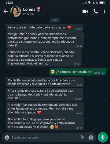 Testimonio de una madre sobre la Rutina de Enfoque Diaria