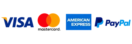 Métodos de pago Visa, Mastercard, American Express y PayPal